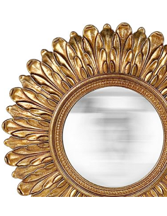 Déco Murale Miroir Convexe Contoure feuillages Doré 2